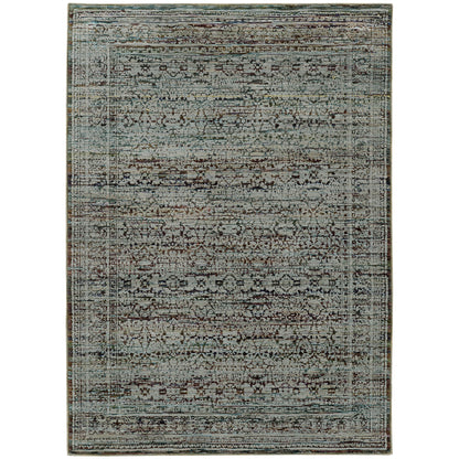Andorra 7127A Blue/Purple Area Rug, blue purple modern traditional area rug with bold vintage-inspired design and soft pile.