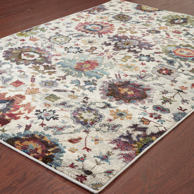 Andorra 7129A Stone/Multi Area Rug, stone multi modern traditional area rug with vintage-inspired pattern and plush pile.