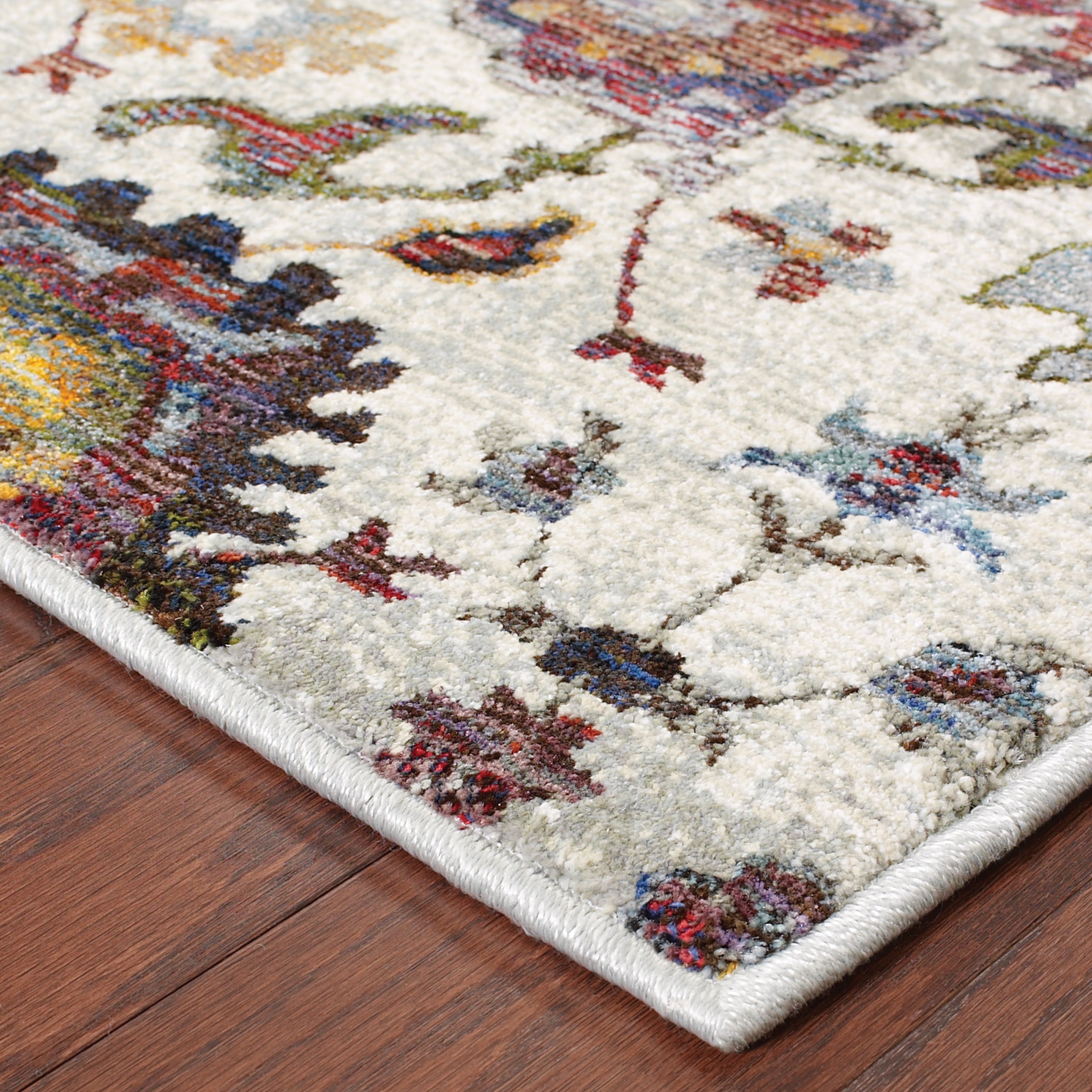 Andorra 7129A Stone/Multi Area Rug, stone multi modern traditional area rug with vintage-inspired pattern and plush pile.