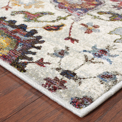 Andorra 7129A Stone/Multi Area Rug, stone multi modern traditional area rug with vintage-inspired pattern and plush pile.