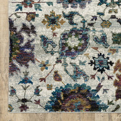 Andorra 7129A Stone/Multi Area Rug, stone multi modern traditional area rug with vintage-inspired pattern and plush pile.