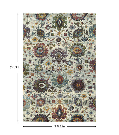 Andorra 7129A Stone/Multi Area Rug, stone multi modern traditional area rug with vintage-inspired pattern and plush pile.