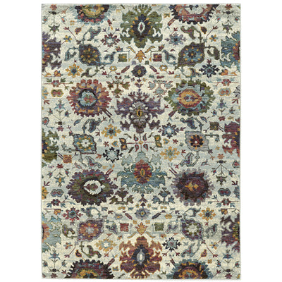 Andorra 7129A Stone/Multi Area Rug, stone multi modern traditional area rug with vintage-inspired pattern and plush pile.