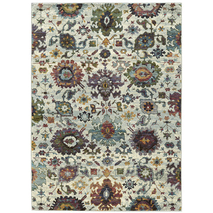 Andorra 7129A Stone/Multi Area Rug, stone multi modern traditional area rug with vintage-inspired pattern and plush pile.