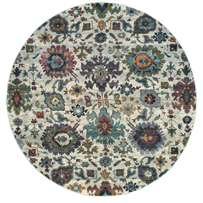Andorra 7129A Stone/Multi Area Rug, stone multi modern traditional area rug with vintage-inspired pattern and plush pile.
