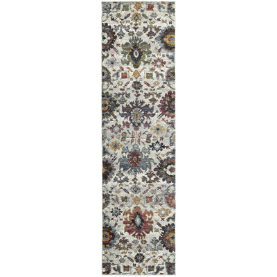 Andorra 7129A Stone/Multi Area Rug, stone multi modern traditional area rug with vintage-inspired pattern and plush pile.