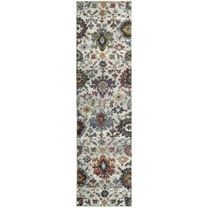 Andorra 7129A Stone/Multi Area Rug, stone multi modern traditional area rug with vintage-inspired pattern and plush pile.