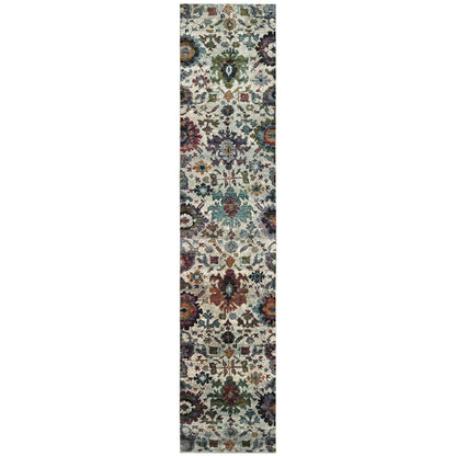 Andorra 7129A Stone/Multi Area Rug, stone multi modern traditional area rug with vintage-inspired pattern and plush pile.