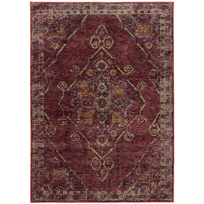 Andorra 7135E Red/Gold Area Rug, red gold modern traditional area rug with classic vintage-inspired pattern and plush pile.