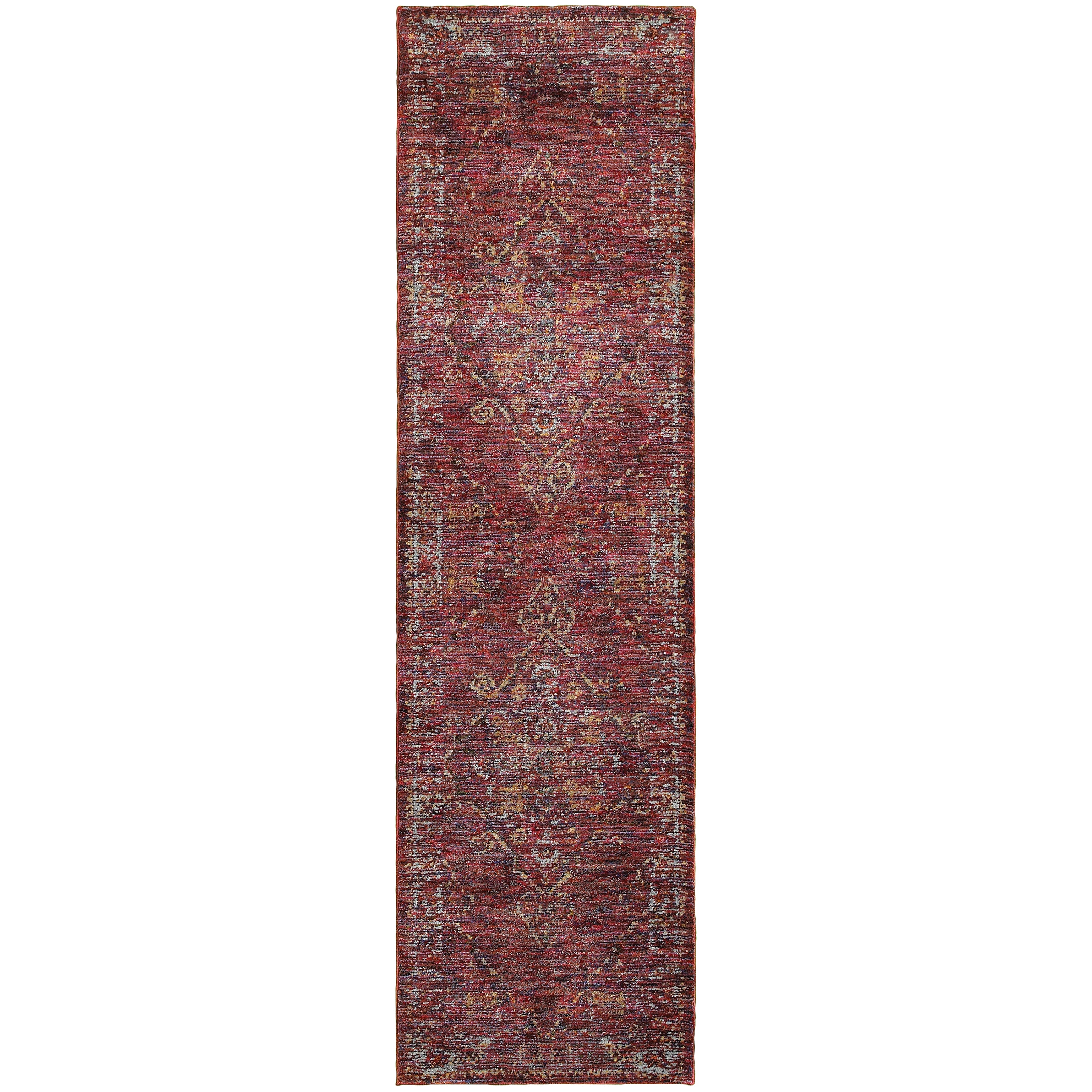 Andorra 7135E Red/Gold Area Rug, red gold modern traditional area rug with classic vintage-inspired pattern and plush pile.
