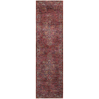 Andorra 7135E Red/Gold Area Rug, red gold modern traditional area rug with classic vintage-inspired pattern and plush pile.