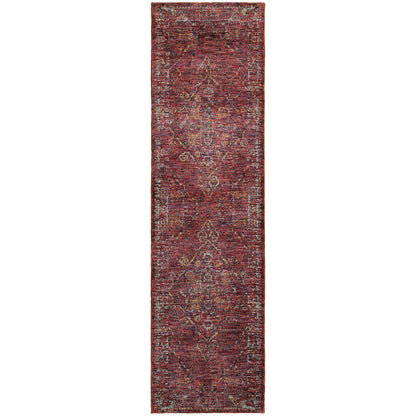 Andorra 7135E Red/Gold Area Rug, red gold modern traditional area rug with classic vintage-inspired pattern and plush pile.