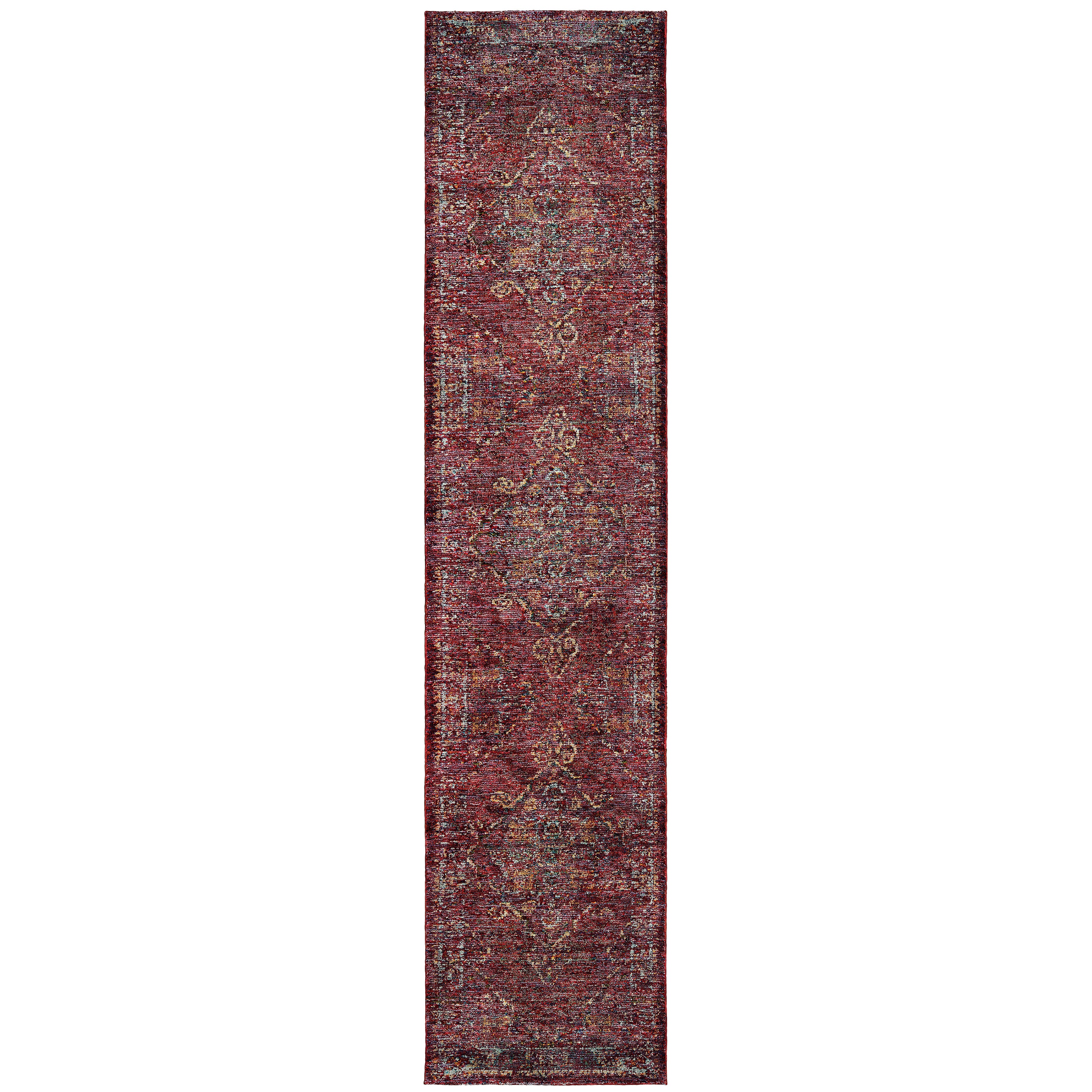 Andorra 7135E Red/Gold Area Rug, red gold modern traditional area rug with classic vintage-inspired pattern and plush pile.