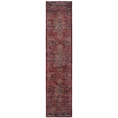 Andorra 7135E Red/Gold Area Rug, red gold modern traditional area rug with classic vintage-inspired pattern and plush pile.