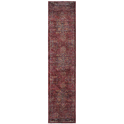 Andorra 7135E Red/Gold Area Rug, red gold modern traditional area rug with classic vintage-inspired pattern and plush pile.