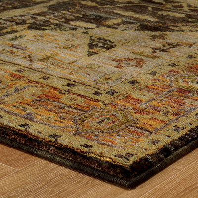 Andorra 7138B Gold/Brown Area Rug, gold brown modern traditional area rug with refined vintage-inspired pattern and plush pile.