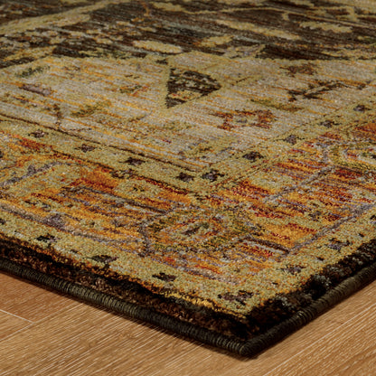 Andorra 7138B Gold/Brown Area Rug, gold brown modern traditional area rug with refined vintage-inspired pattern and plush pile.