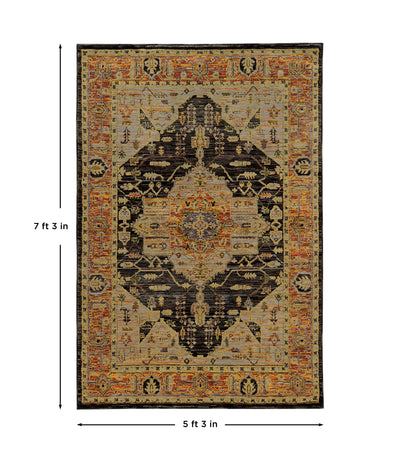 Andorra 7138B Gold/Brown Area Rug, gold brown modern traditional area rug with refined vintage-inspired pattern and plush pile.