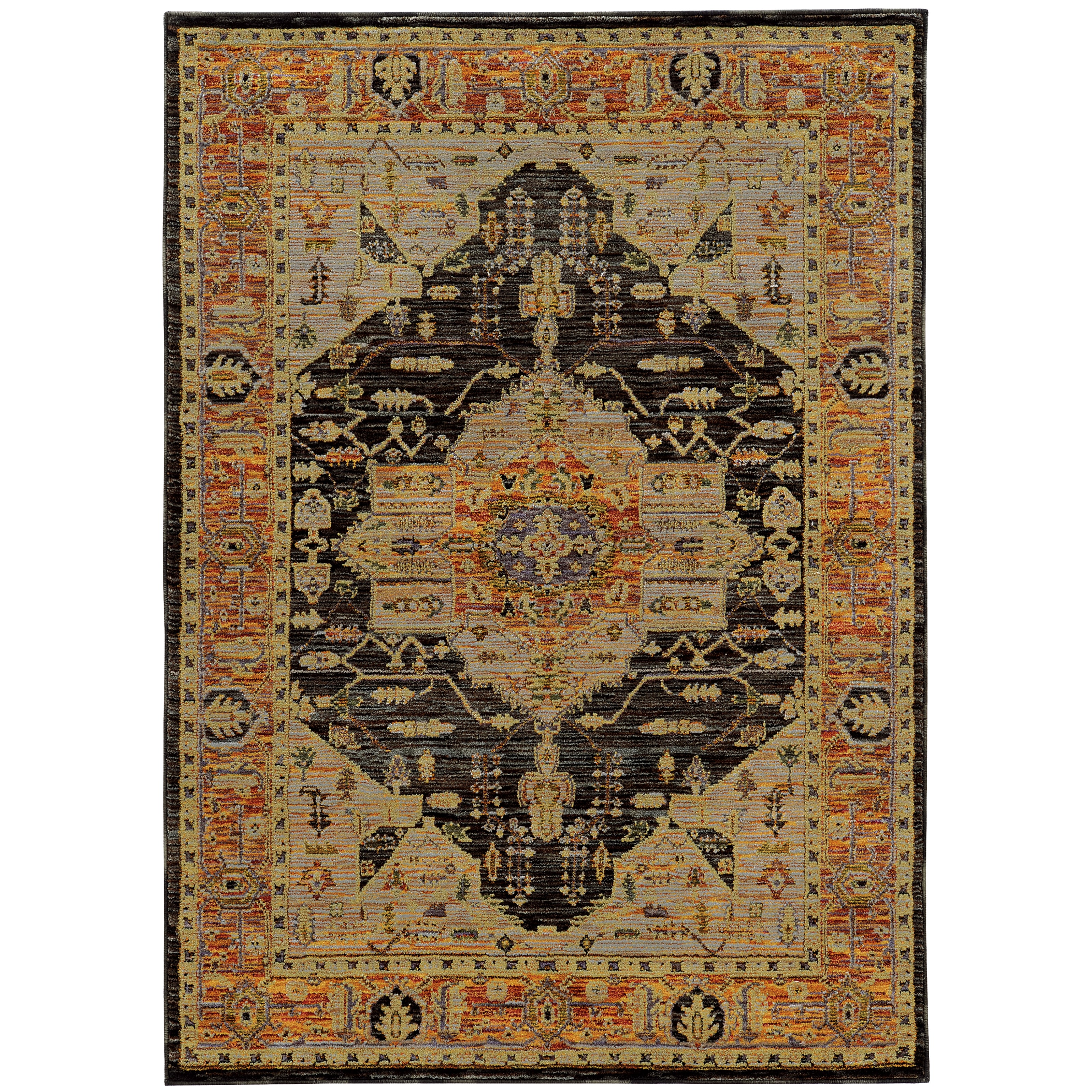Andorra 7138B Gold/Brown Area Rug, gold brown modern traditional area rug with refined vintage-inspired pattern and plush pile.