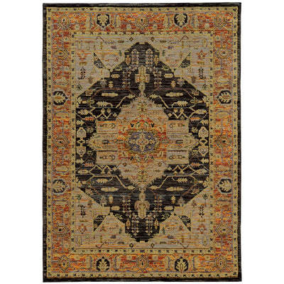 Andorra 7138B Gold/Brown Area Rug, gold brown modern traditional area rug with refined vintage-inspired pattern and plush pile.