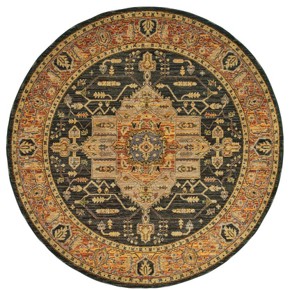Andorra 7138B Gold/Brown Area Rug, gold brown modern traditional area rug with refined vintage-inspired pattern and plush pile.