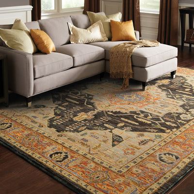 Andorra 7138B Gold/Brown Area Rug, gold brown modern traditional area rug with refined vintage-inspired pattern and plush pile.