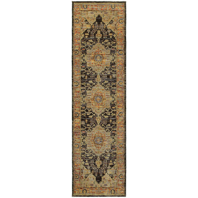 Andorra 7138B Gold/Brown Area Rug, gold brown modern traditional area rug with refined vintage-inspired pattern and plush pile.