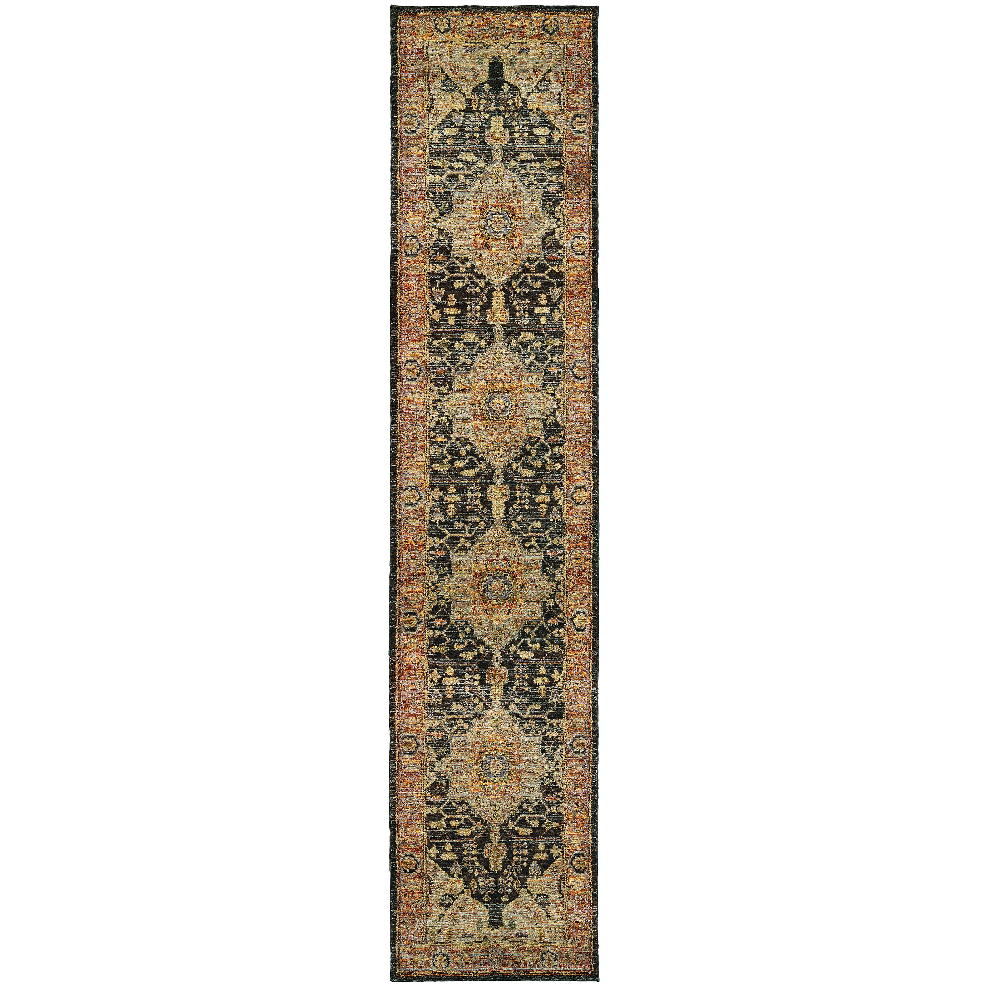 Andorra 7138B Gold/Brown Area Rug, gold brown modern traditional area rug with refined vintage-inspired pattern and plush pile.