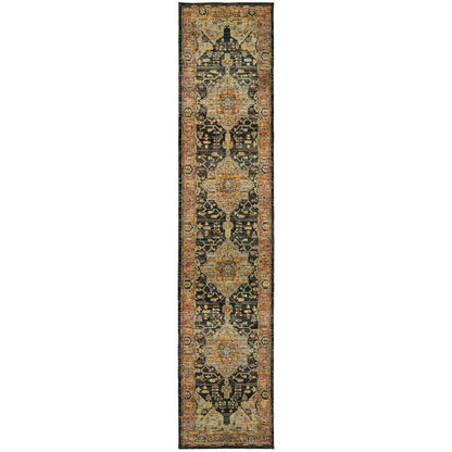 Andorra 7138B Gold/Brown Area Rug, gold brown modern traditional area rug with refined vintage-inspired pattern and plush pile.