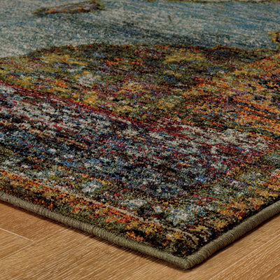 Andorra 7139A Blue/Multi Area Rug, blue multi modern traditional area rug with vibrant vintage-inspired design and dense pile.