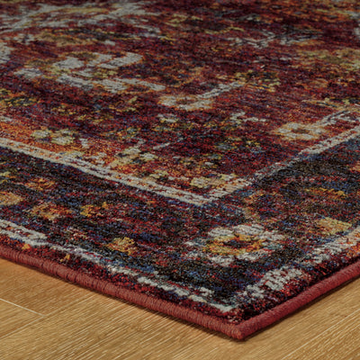 Andorra 7153A Red/Purple Area Rug, red purple modern traditional area rug with dramatic vintage-inspired pattern and soft pile.