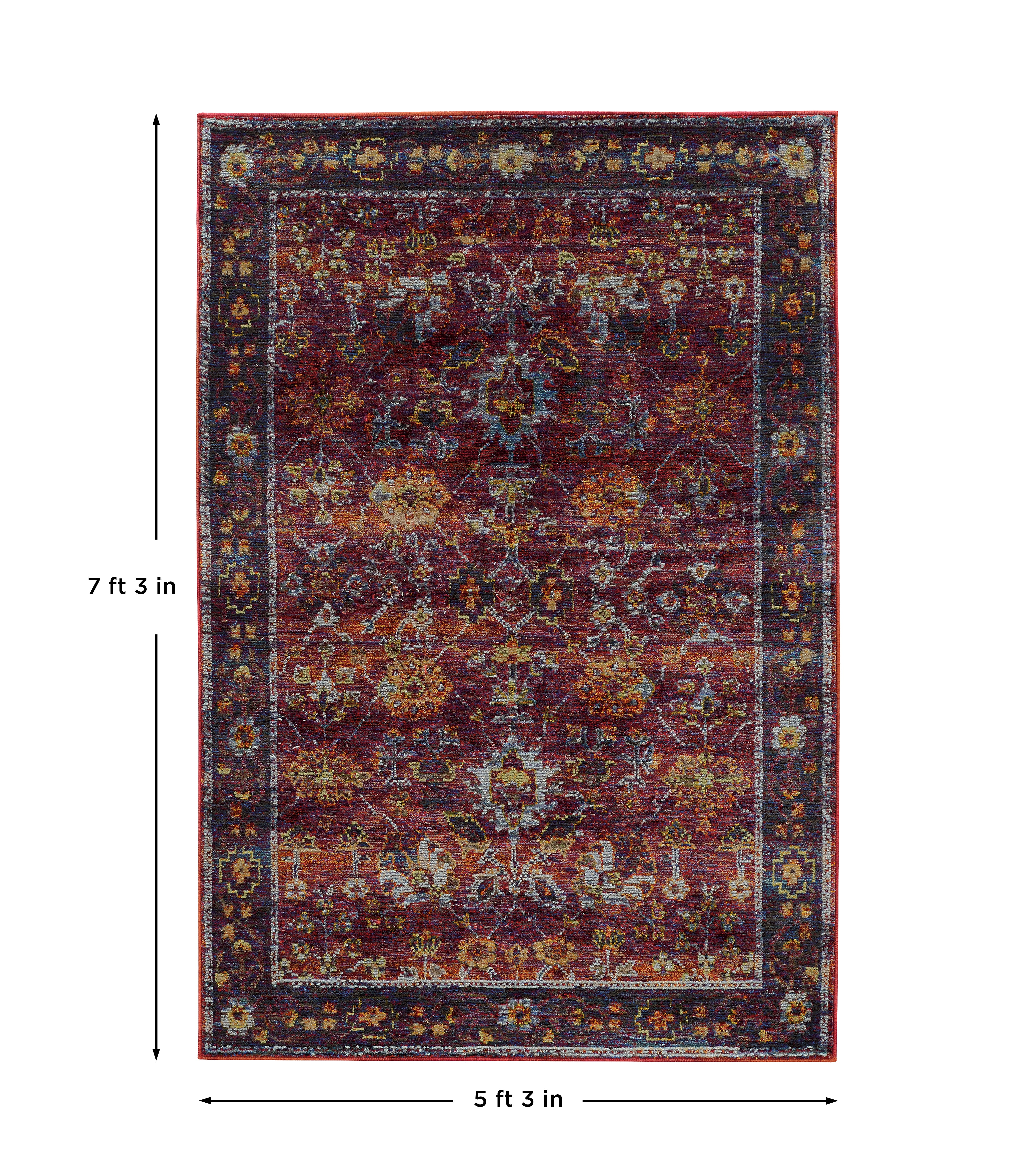 Andorra 7153A Red/Purple Area Rug, red purple modern traditional area rug with dramatic vintage-inspired pattern and soft pile.