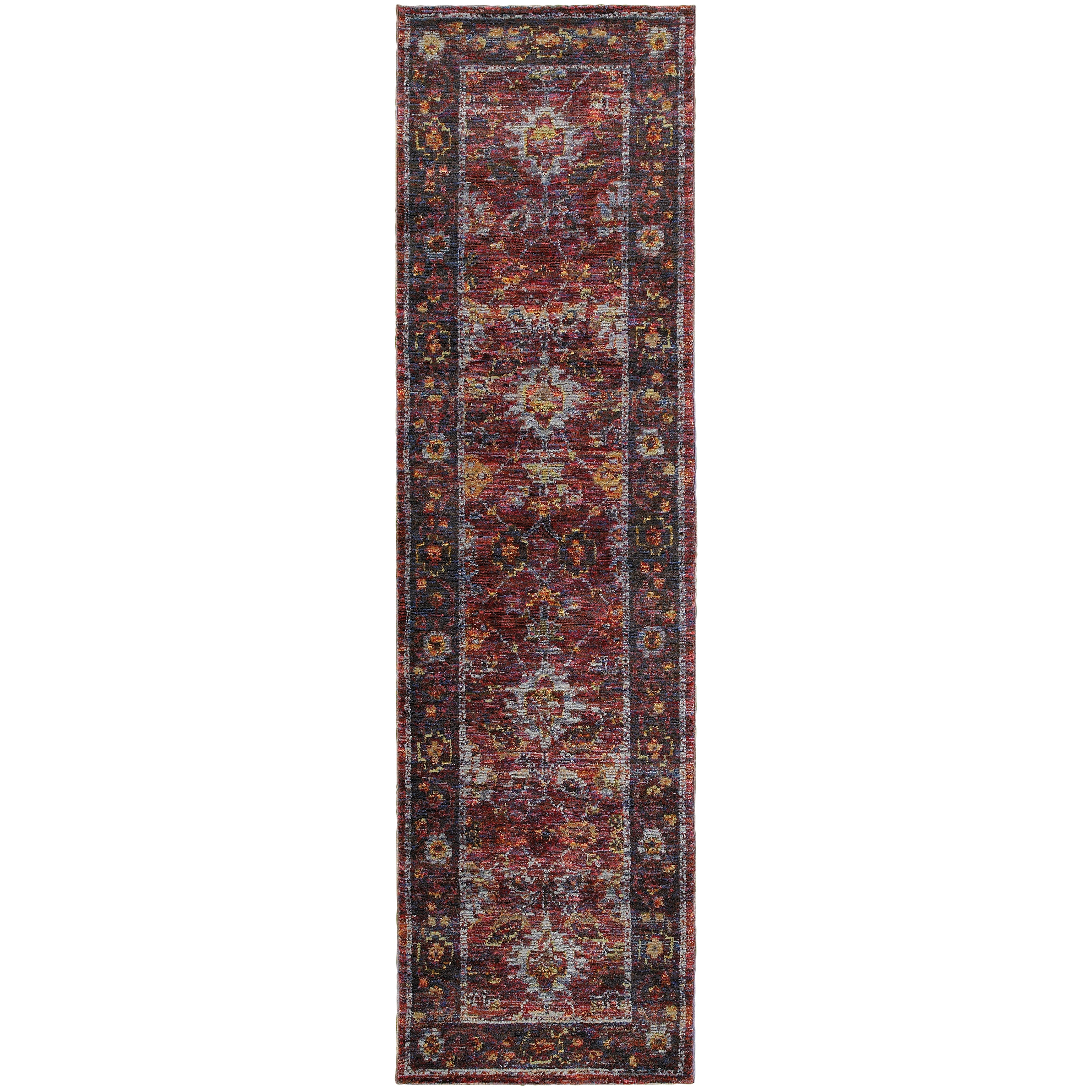 Andorra 7153A Red/Purple Area Rug, red purple modern traditional area rug with dramatic vintage-inspired pattern and soft pile.