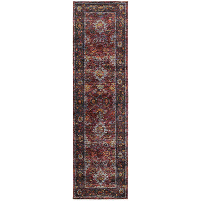 Andorra 7153A Red/Purple Area Rug, red purple modern traditional area rug with dramatic vintage-inspired pattern and soft pile.