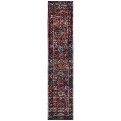 Andorra 7153A Red/Purple Area Rug, red purple modern traditional area rug with dramatic vintage-inspired pattern and soft pile.