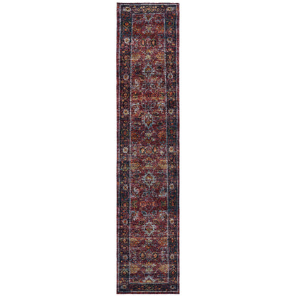 Andorra 7153A Red/Purple Area Rug, red purple modern traditional area rug with dramatic vintage-inspired pattern and soft pile.
