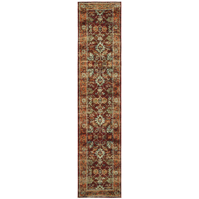 Andorra 7154A Red/Gold Area Rug, red gold modern traditional area rug with jewel-toned vintage-inspired pattern and dense pile.