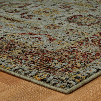 Andorra 7155A Blue/Red Area Rug, blue, red modern traditional area rug with bold vintage-inspired design and soft dense pile.