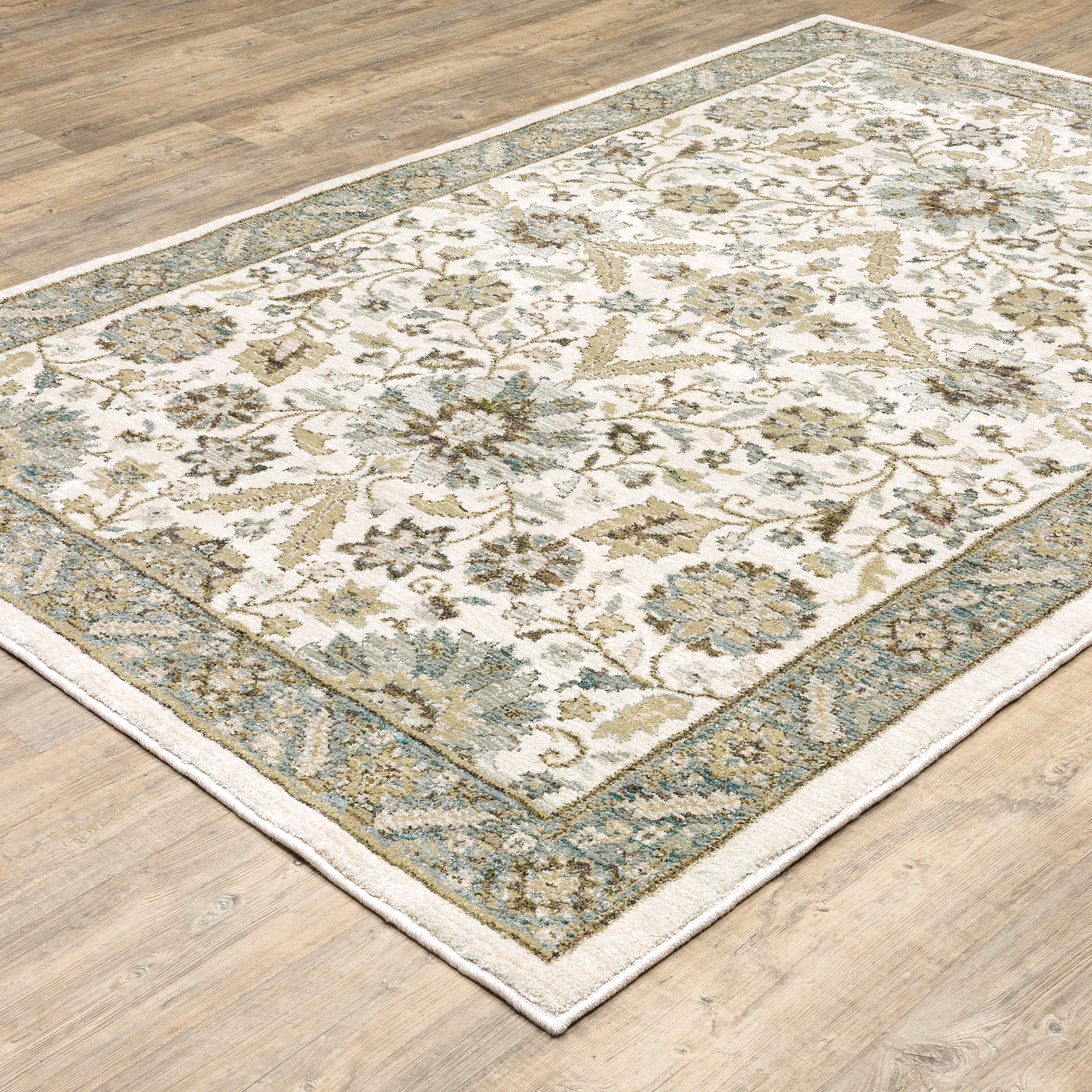 Andorra 8918I Stone/Ivory Area Rug, stone ivory modern traditional area rug with serene vintage-inspired pattern and dense pile.