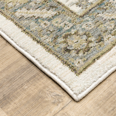 Andorra 8918I Stone/Ivory Area Rug, stone ivory modern traditional area rug with serene vintage-inspired pattern and dense pile.
