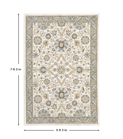 Andorra 8918I Stone/Ivory Area Rug, stone ivory modern traditional area rug with serene vintage-inspired pattern and dense pile.