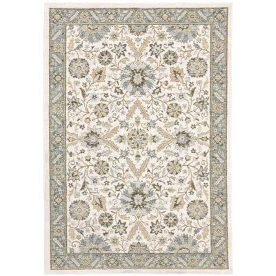 Andorra 8918I Stone/Ivory Area Rug, stone ivory modern traditional area rug with serene vintage-inspired pattern and dense pile.