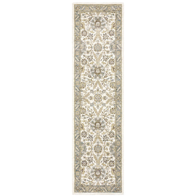 Andorra 8918I Stone/Ivory Area Rug, stone ivory modern traditional area rug with serene vintage-inspired pattern and dense pile.