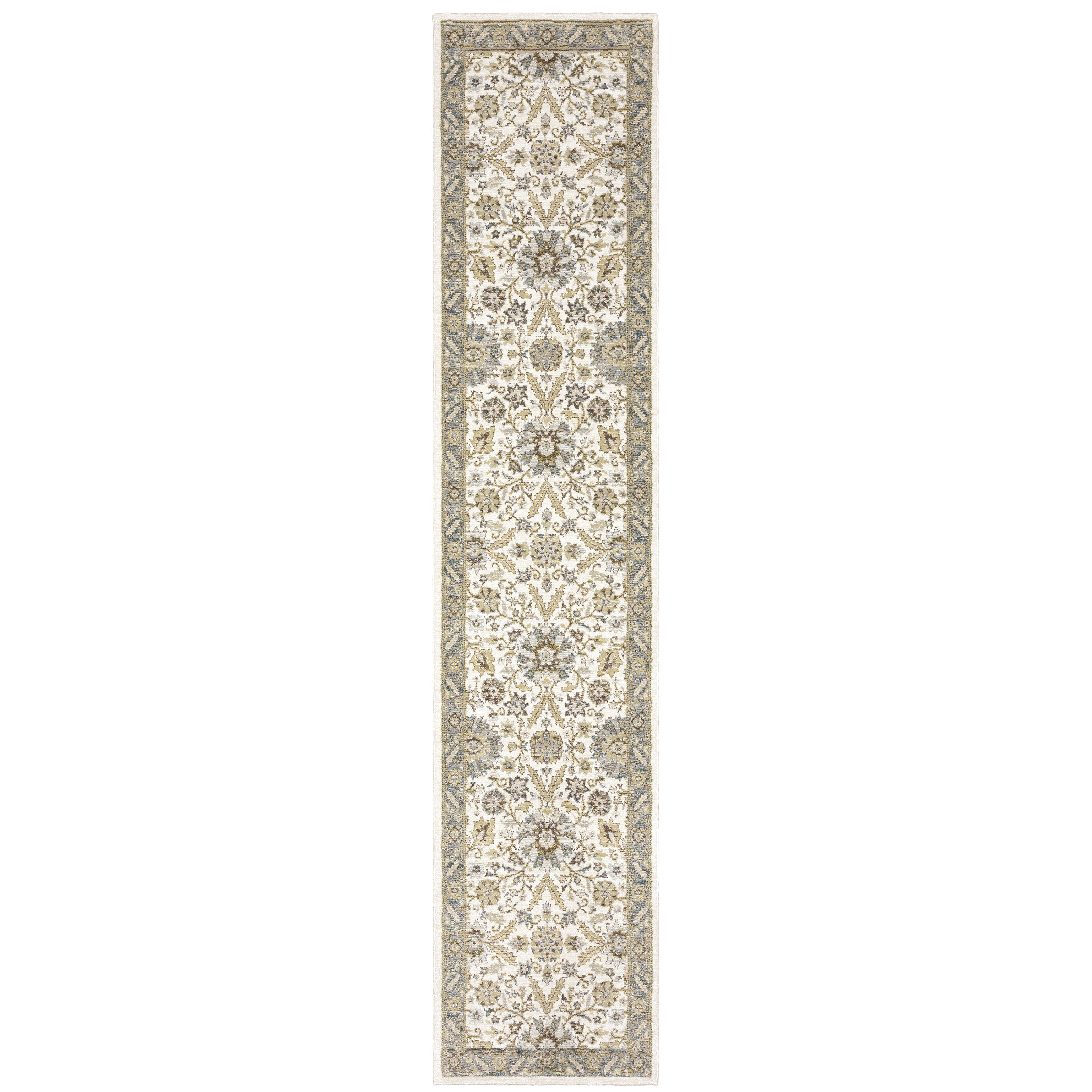 Andorra 8918I Stone/Ivory Area Rug, stone ivory modern traditional area rug with serene vintage-inspired pattern and dense pile.