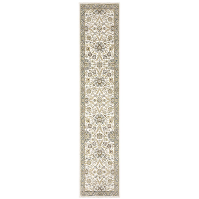 Andorra 8918I Stone/Ivory Area Rug, stone ivory modern traditional area rug with serene vintage-inspired pattern and dense pile.