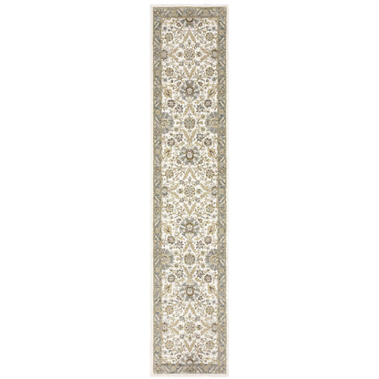 Andorra 8918I Stone/Ivory Area Rug, stone ivory modern traditional area rug with serene vintage-inspired pattern and dense pile.