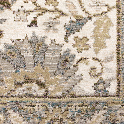 Andorra 8918I Stone/Ivory Area Rug, stone ivory modern traditional area rug with serene vintage-inspired pattern and dense pile.