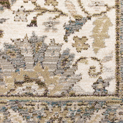 Andorra 8918I Stone/Ivory Area Rug, stone ivory modern traditional area rug with serene vintage-inspired pattern and dense pile.