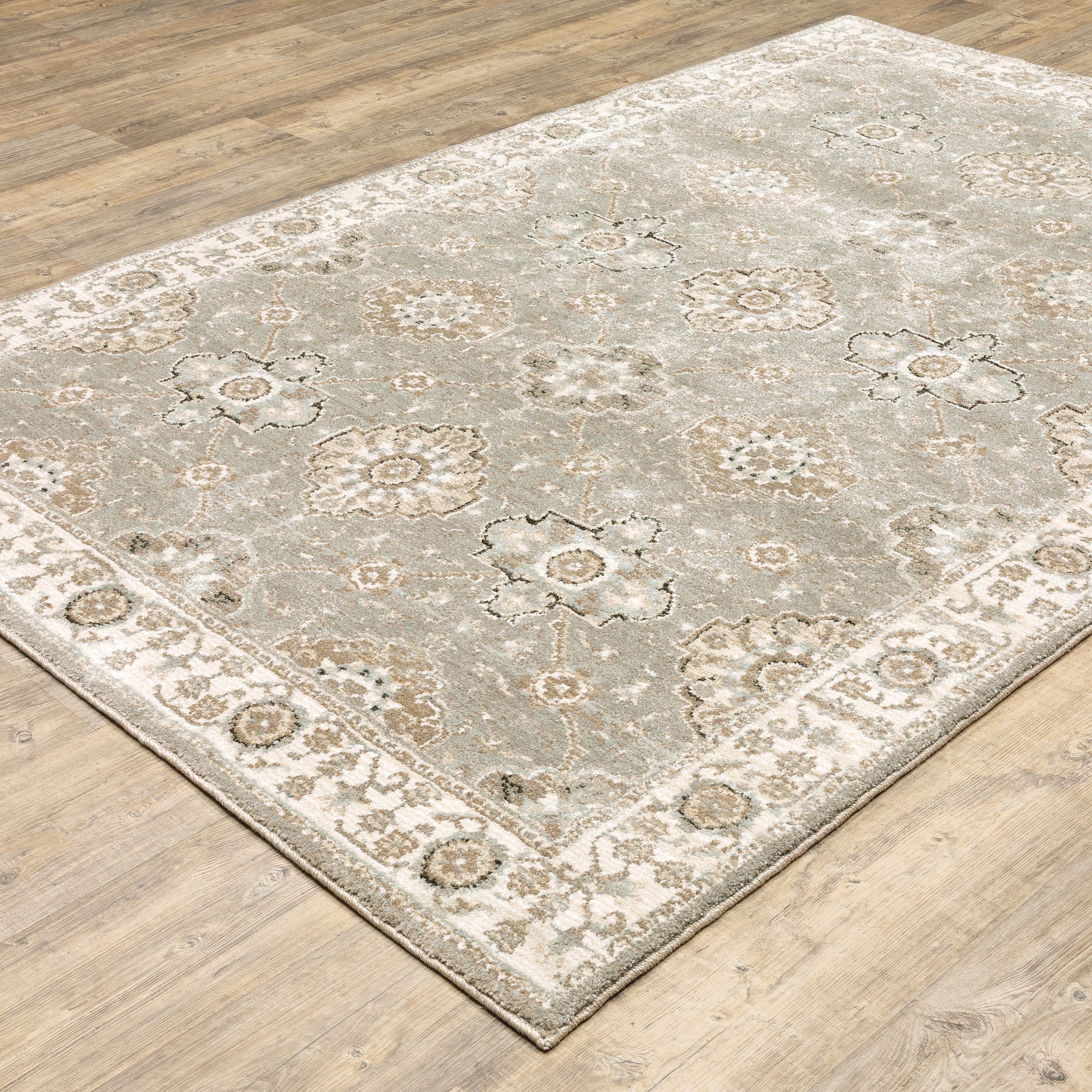 Andorra 8929H Grey/Ivory Area Rug, grey ivory modern traditional area rug with soft vintage-inspired design and plush pile.