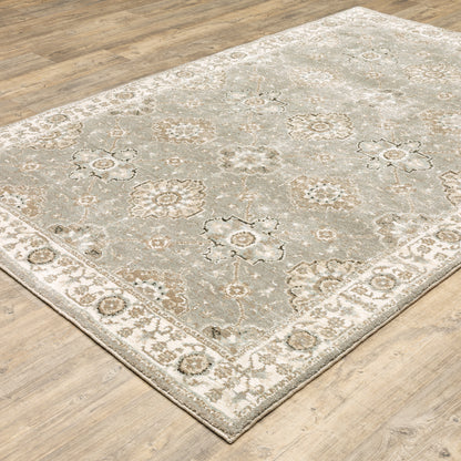 Andorra 8929H Grey/Ivory Area Rug, grey ivory modern traditional area rug with soft vintage-inspired design and plush pile.